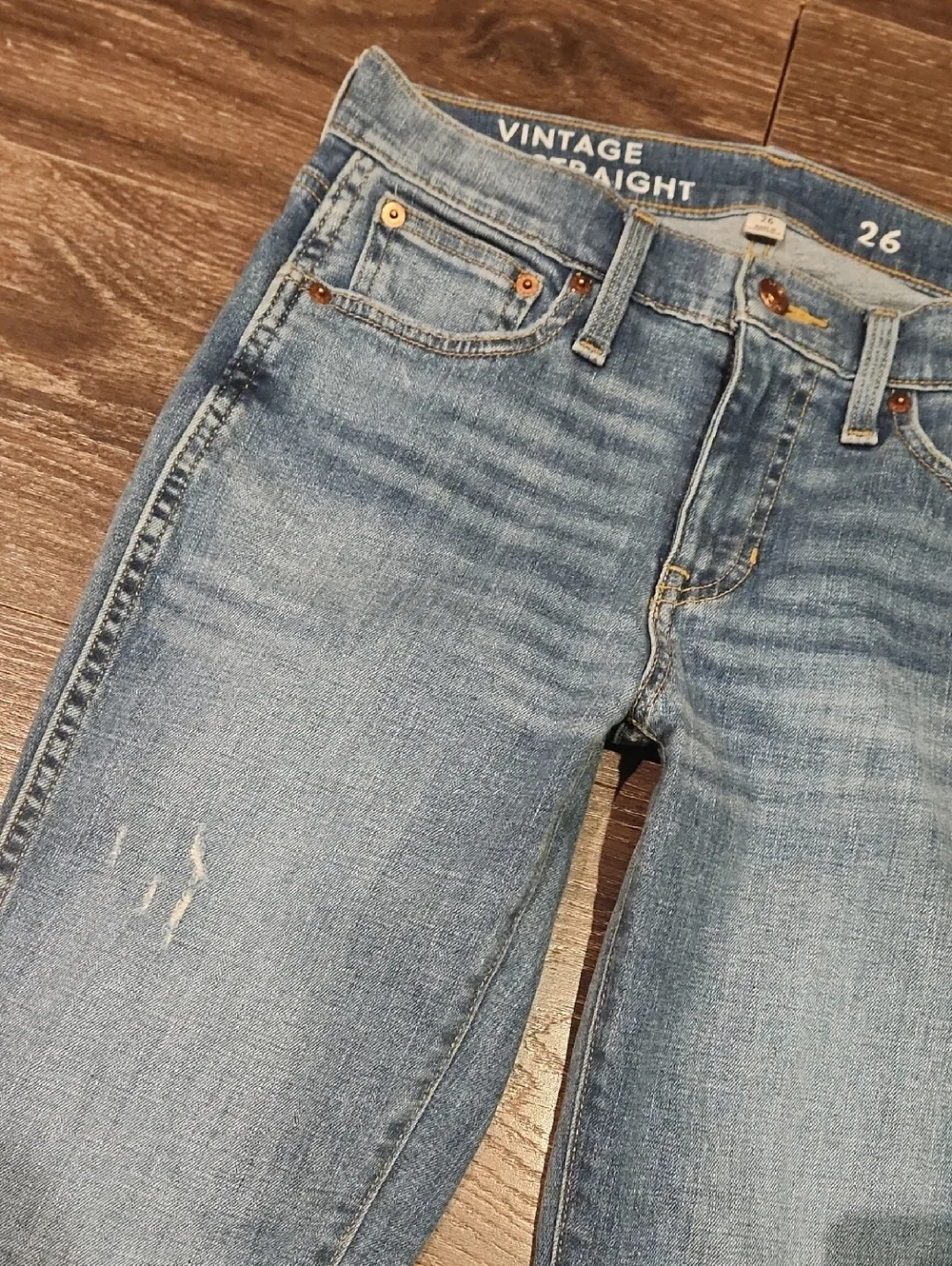 ❤️ J CREW HIGH RISE VINTAGE SLIM STRAIGHT JEANS, TILDA WASH, RAW HEM, 2 (26)St